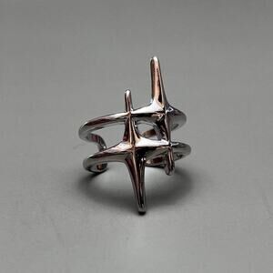 Y2K Vintage Silver Star Ring Adjustable Size 8 2000s Jewelry Unisex Fit